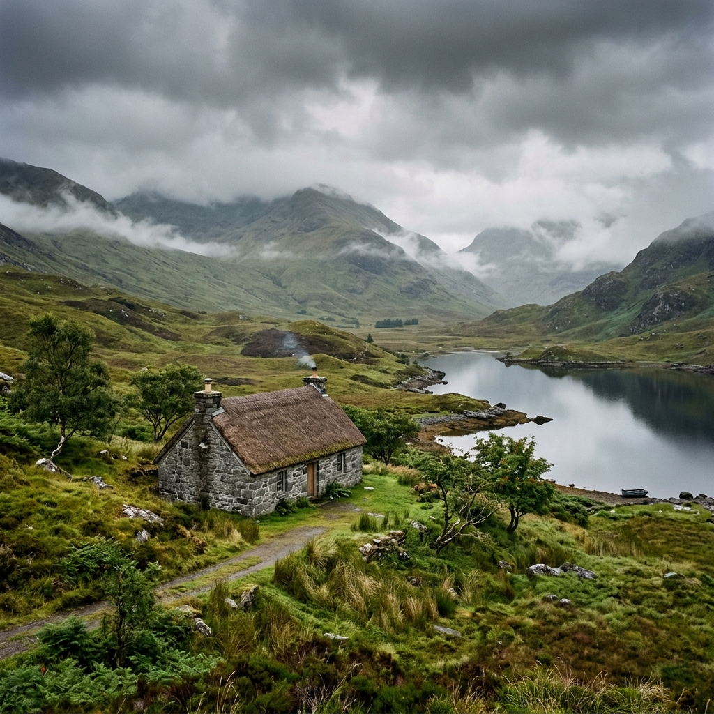 Highland valley views and hills in Scotland